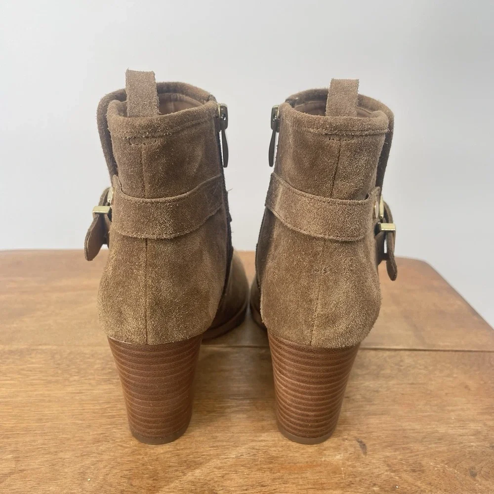 New Franco Sarto Suede Dorinda Ankle Boot Booties Cognac Brown Heel 2.5